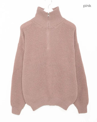 Half-zip ribbed knit