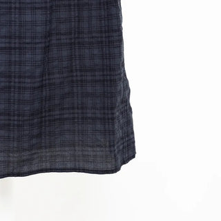 Checked shirred sleeveless blouse