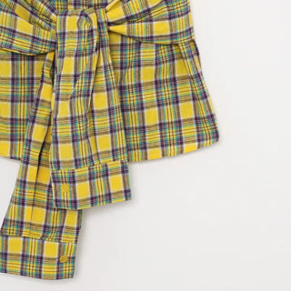 Checked Ribbon Shirt Tube Top
