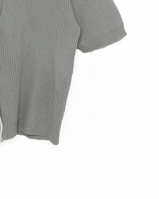 Shirt-style short-sleeved cardigan