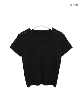 Perforated short-sleeved knit