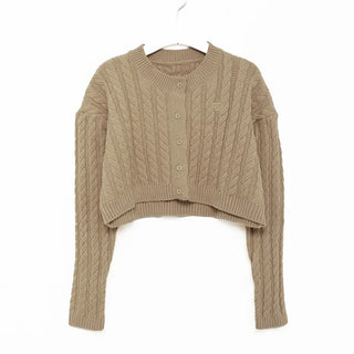 Twist knit cardigan and shirt set