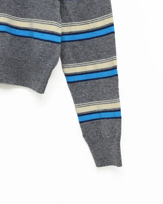 Double-border round-neck knit cardigan