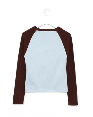 Raglan sleeve color-point knit