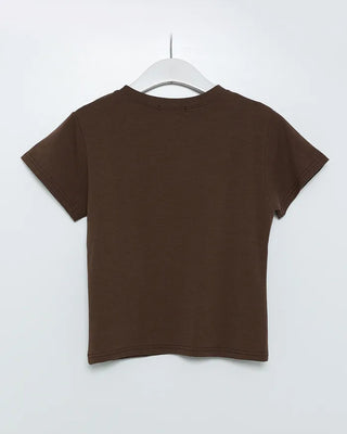 Lettering semi-cropped short-sleeve T-shirt