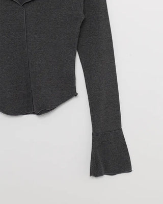Open V-neck cuff detail T-shirt