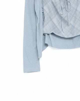 Check sleeveless cardigan set