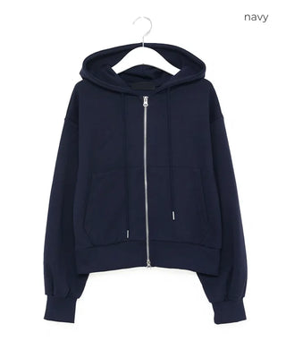 Cropped double-zip hoodie