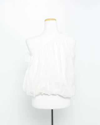 Asymmetrical ruffled sleeveless blouse