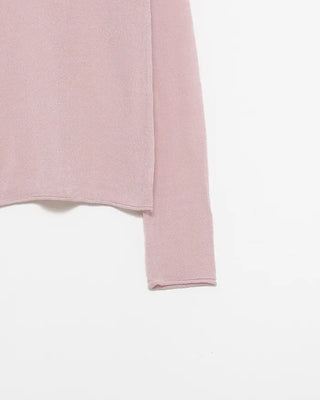 Round neck roll-up hem sheer knit