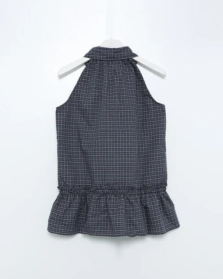 Color check sleeveless blouse