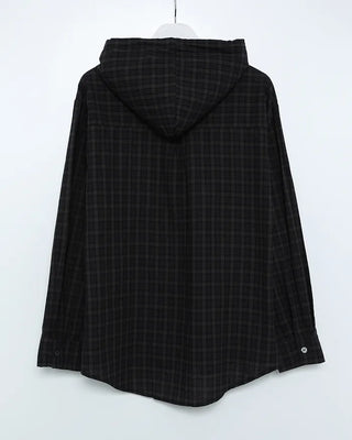 Checked hooded shirt