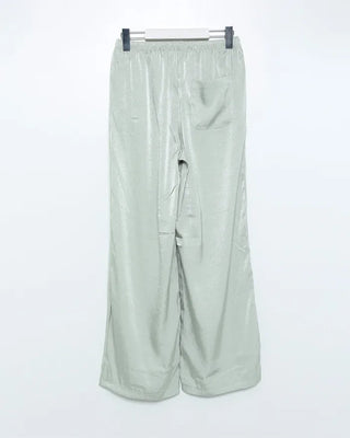 Waistband string silk wide-leg pants