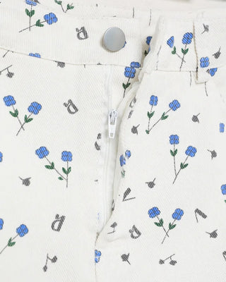 Flower pattern cotton mini skirt