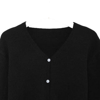 V-neck wool knit cardigan