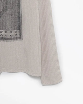 2-Way Neck 7 Illustration Ribbed Long T-Shirt