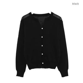 Linen blend round neck cardigan
