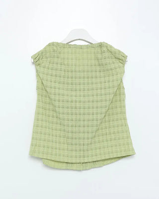 Checked ribbon blouse