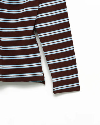 Triple Border Polo Neck Gathered Long T-Shirt