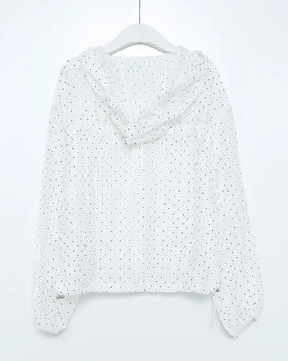 Polka Dot See-Through Frill Zip Hoodie