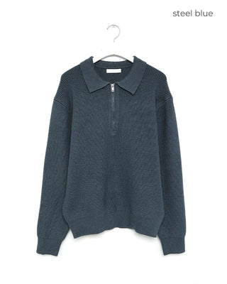 Half-neck zip-up collar knit