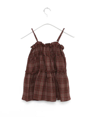 Tiered check sleeveless dress