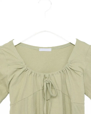 Shirred Ribbon Short-Sleeved T-Shirt