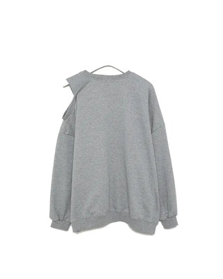Shoulder-cut top & skort sweatpants