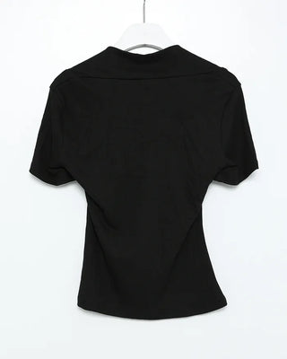 Polka Dot Front Ribbon Bolero Short-Sleeve T-Shirt