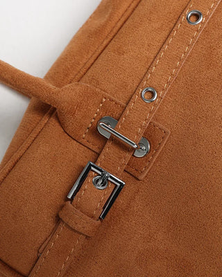 Suede belt buckle shoulder bag