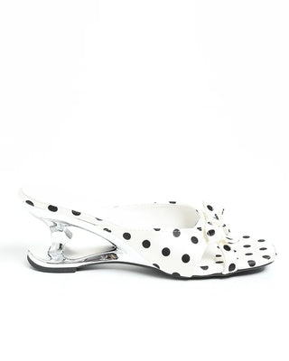 Square-toe ribbon polka dot sandals