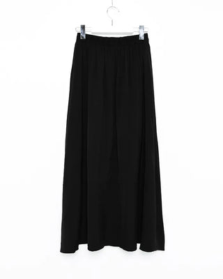 Elastic waist yoke line flared maxi skirt