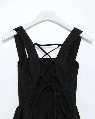 Lace-up flared camisole dress