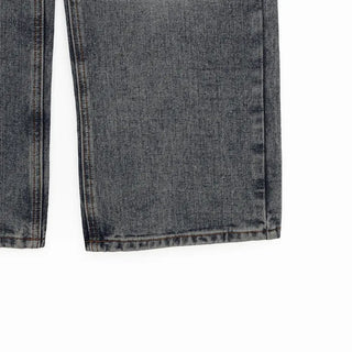 Washed straight denim pants