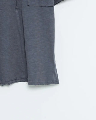 One-pocket slub henley neck short-sleeved T-shirt