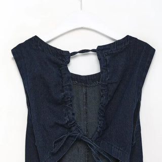 Back Shirred Open Denim Dress