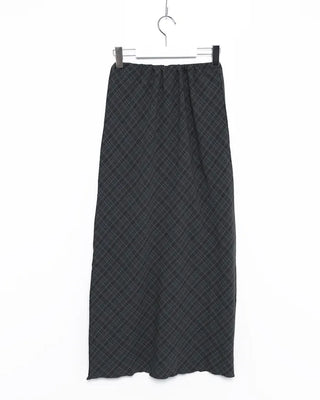 Waist string check long skirt