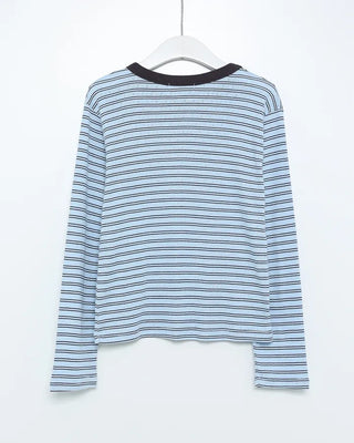 Pointelle Border Round Neck T-Shirt