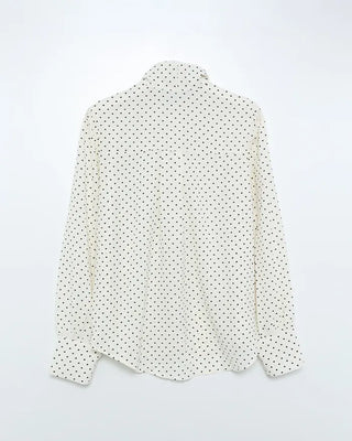 Polka Dot Ribbon Tie Blouse