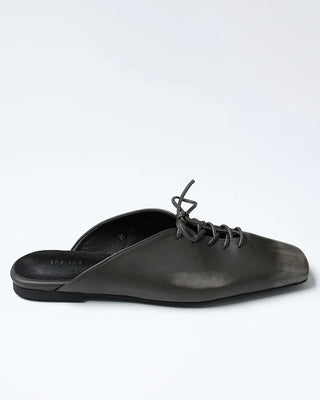 Lace-up square-toe leather flat mules