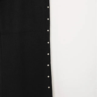 Side-studded knit flared pants