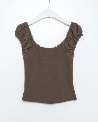 Shirred Ribbon Point T-Shirt