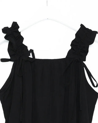 Shoulder Ribbon String Long Dress