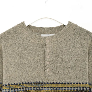 (Unisex) Jacquard Henley Neck Knit