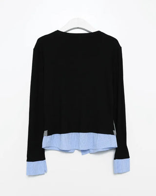 Shirt-layered cardigan