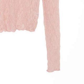 See-through lace long-sleeve T-shirt