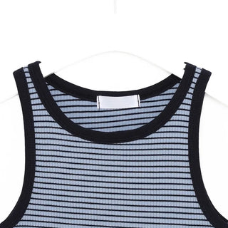 Two-tone striped sleeveless top