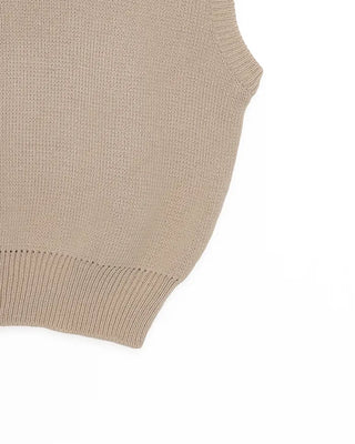V-neck ribbed hem semi-cropped knit vest