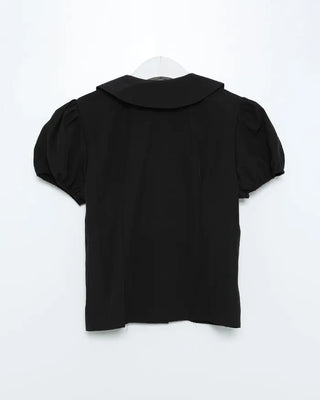 Puff-sleeve, round-neck blouse