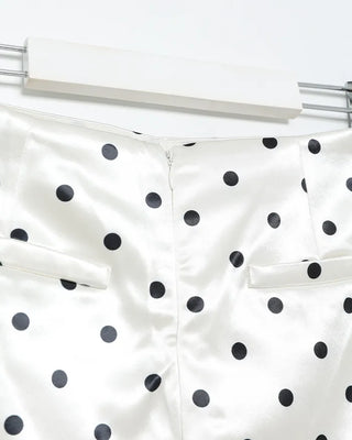Polka dot satin mini skirt